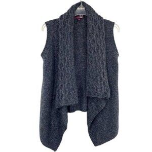Eastside Westside Women's Wool Blend Marled Open Cable Knit Draped Sweater Vest